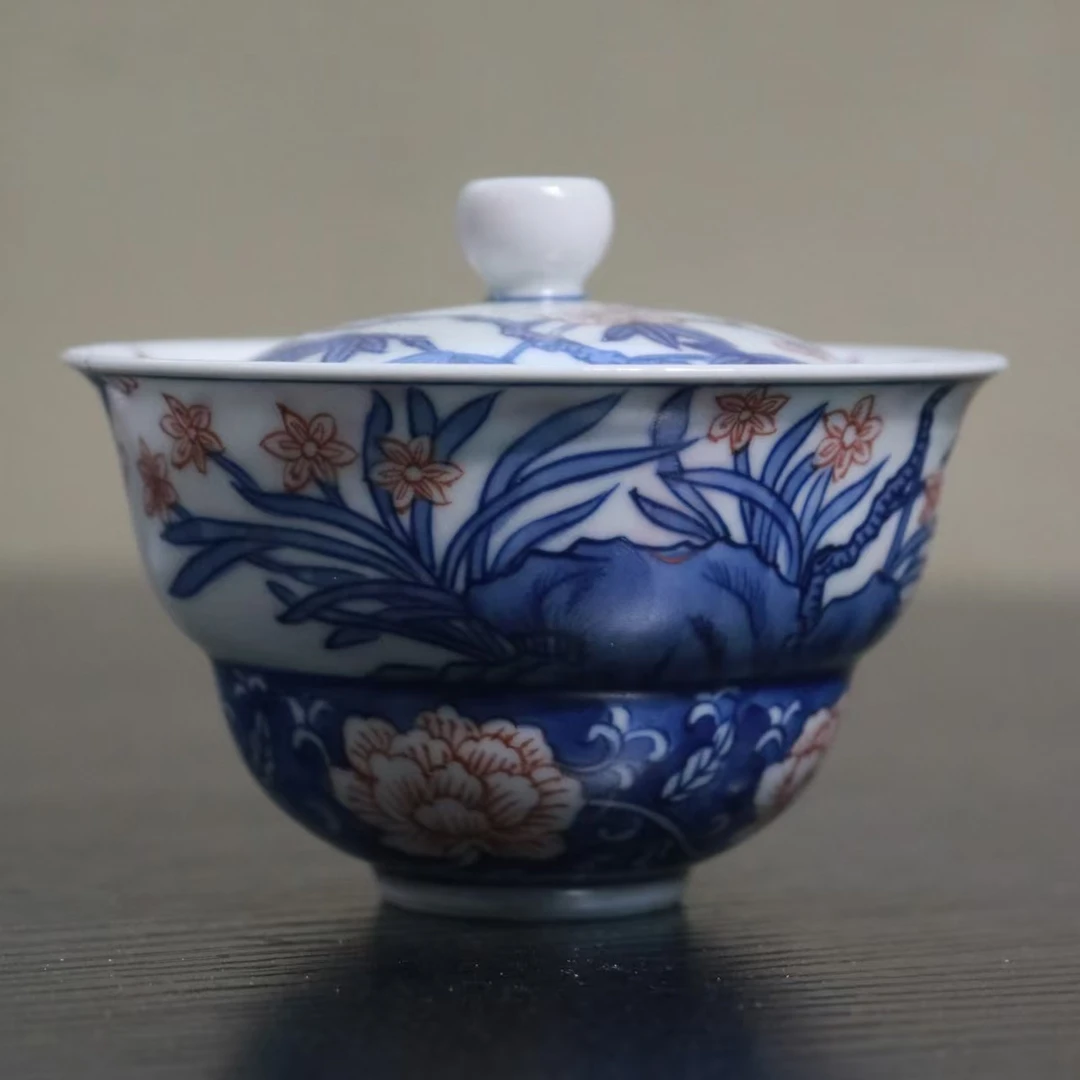 雨溪 兰花牡丹盖碗 YX10572