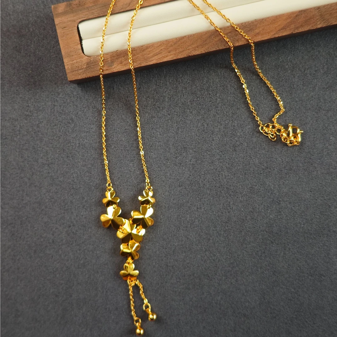 合金项链 小花项链流苏三生花项圈轻奢时尚首饰11014