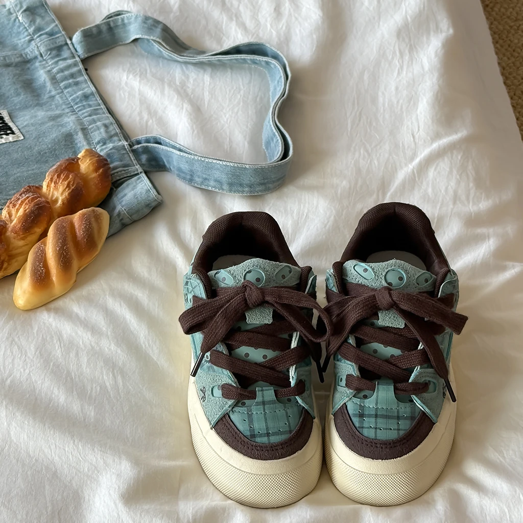 复古美式面包鞋女款2025年秋季新款鞋子百搭厚底板鞋休闲运动鞋