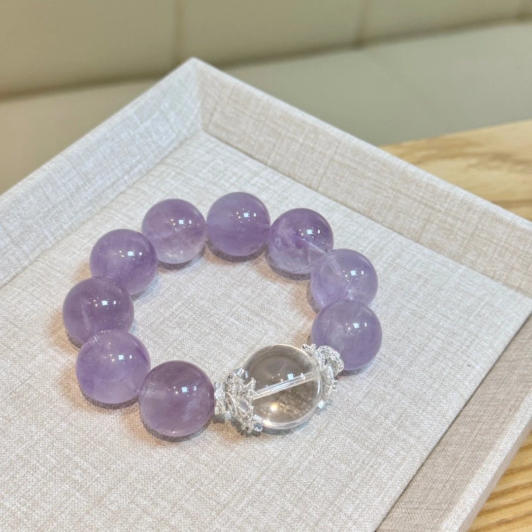 HZ 4578  浓郁薰衣草18+顶珠白水20+水晶手串多样性发其一