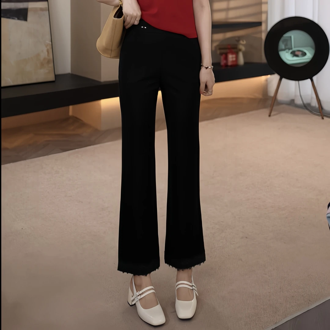 DHR COLLECTTIONS豆豆【花喇】春夏季百搭微喇裤显瘦休闲裤女-D2620