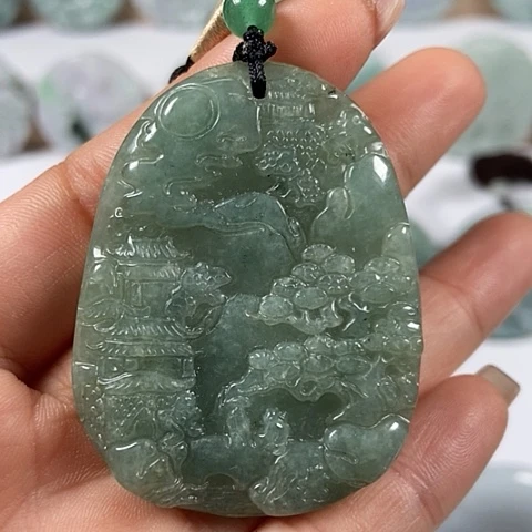 翡翠颈饰未镶嵌山水福利