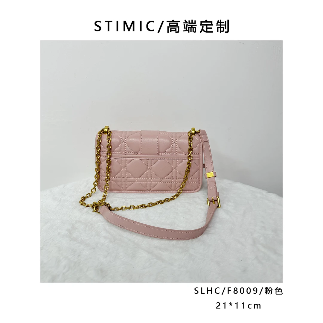 SLHC/F8009/粉色高端订制手工蜡线女士时尚单肩轻奢斜挎包QC8009