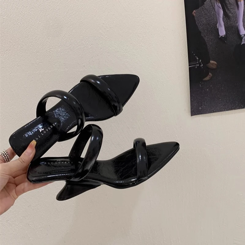 【明星同款】法式高跟拖鞋女外穿凉鞋2025年夏季一字拖鞋露趾异型