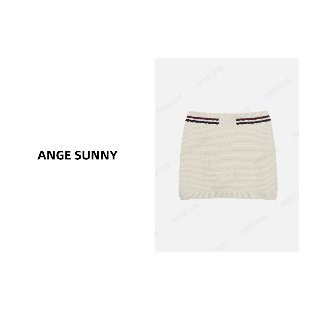 ANGE SUNNY【赵今麦同款 针织半裙】谬家字母撞色针织半身裙