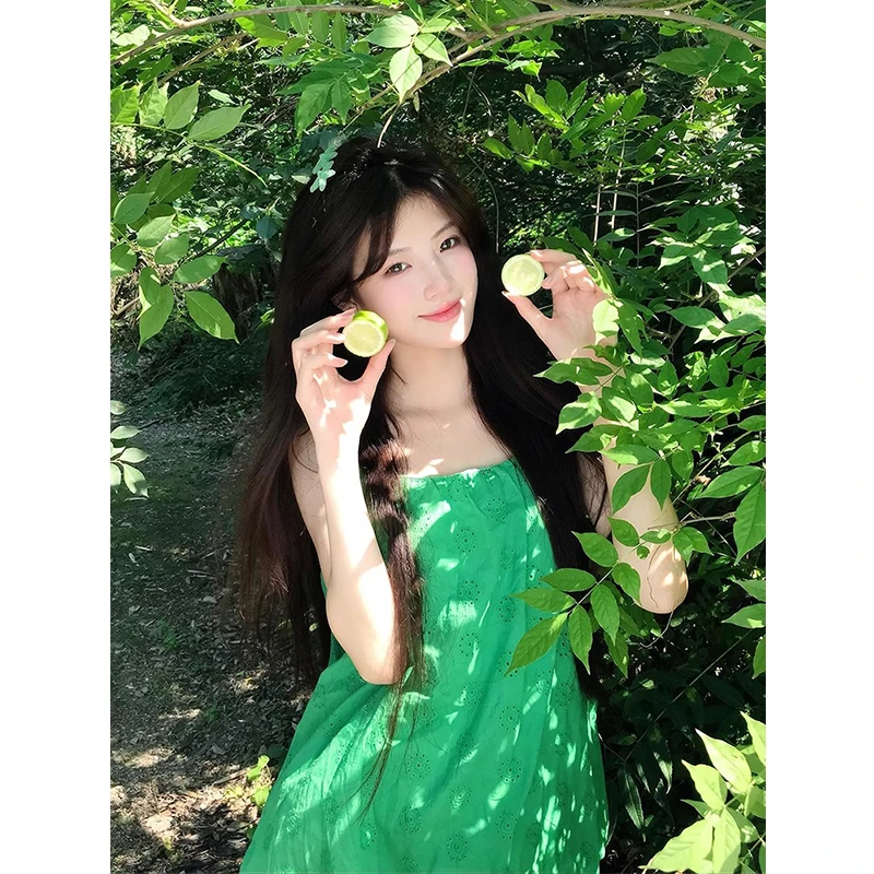 夏日绝美小裙子清纯系松弛感穿搭多巴胺独特漂亮超好看背心连衣裙