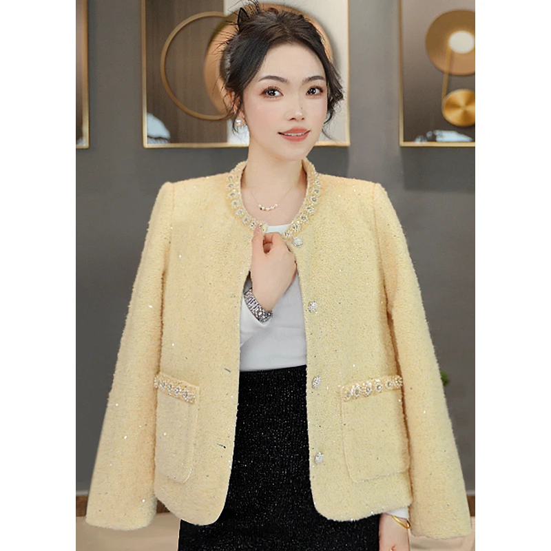 苏陌法式小香风羊毛上衣春季女时尚百搭气质显瘦小个子短款外套