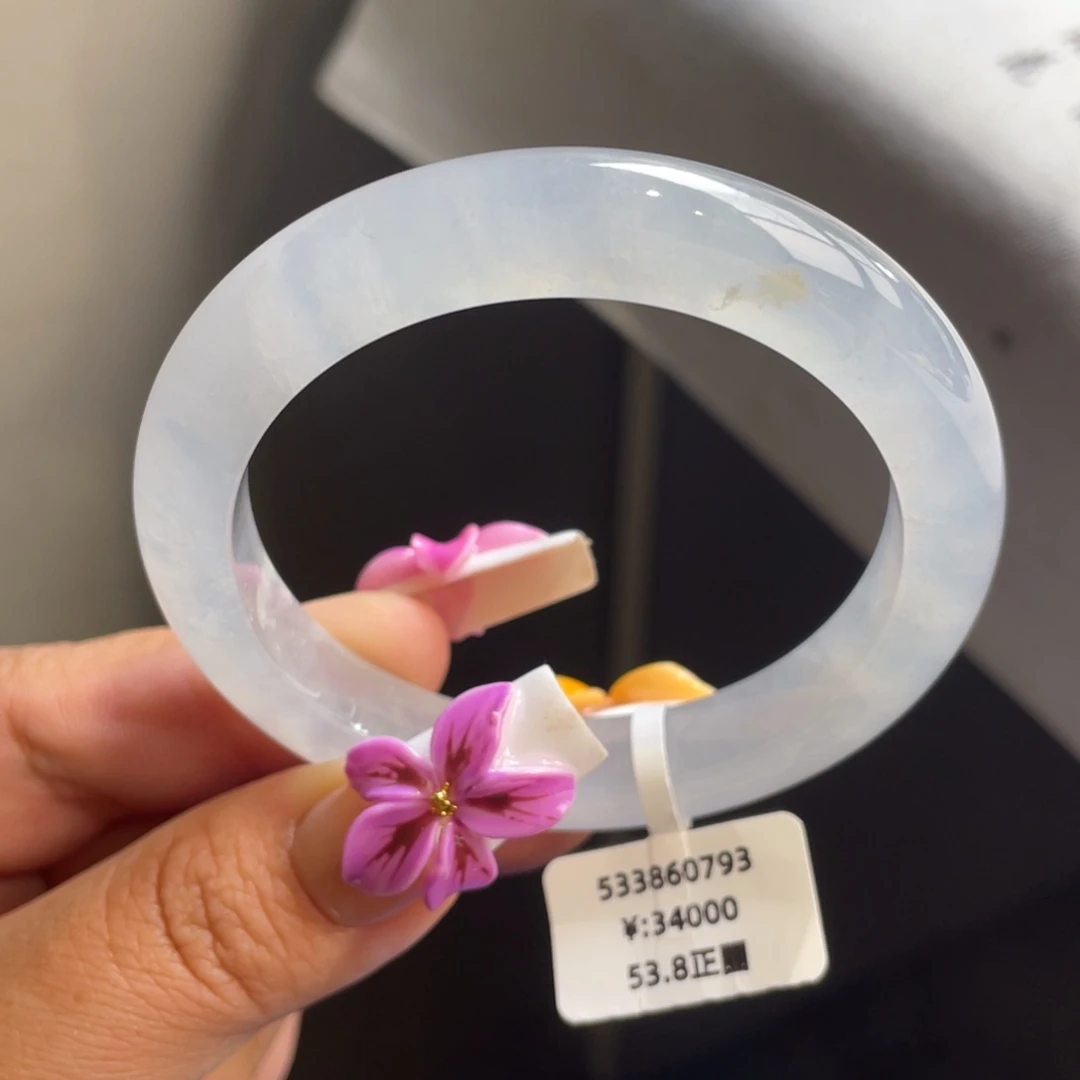 未镶嵌手镯翡翠回流）白冰起微光正圈手镯