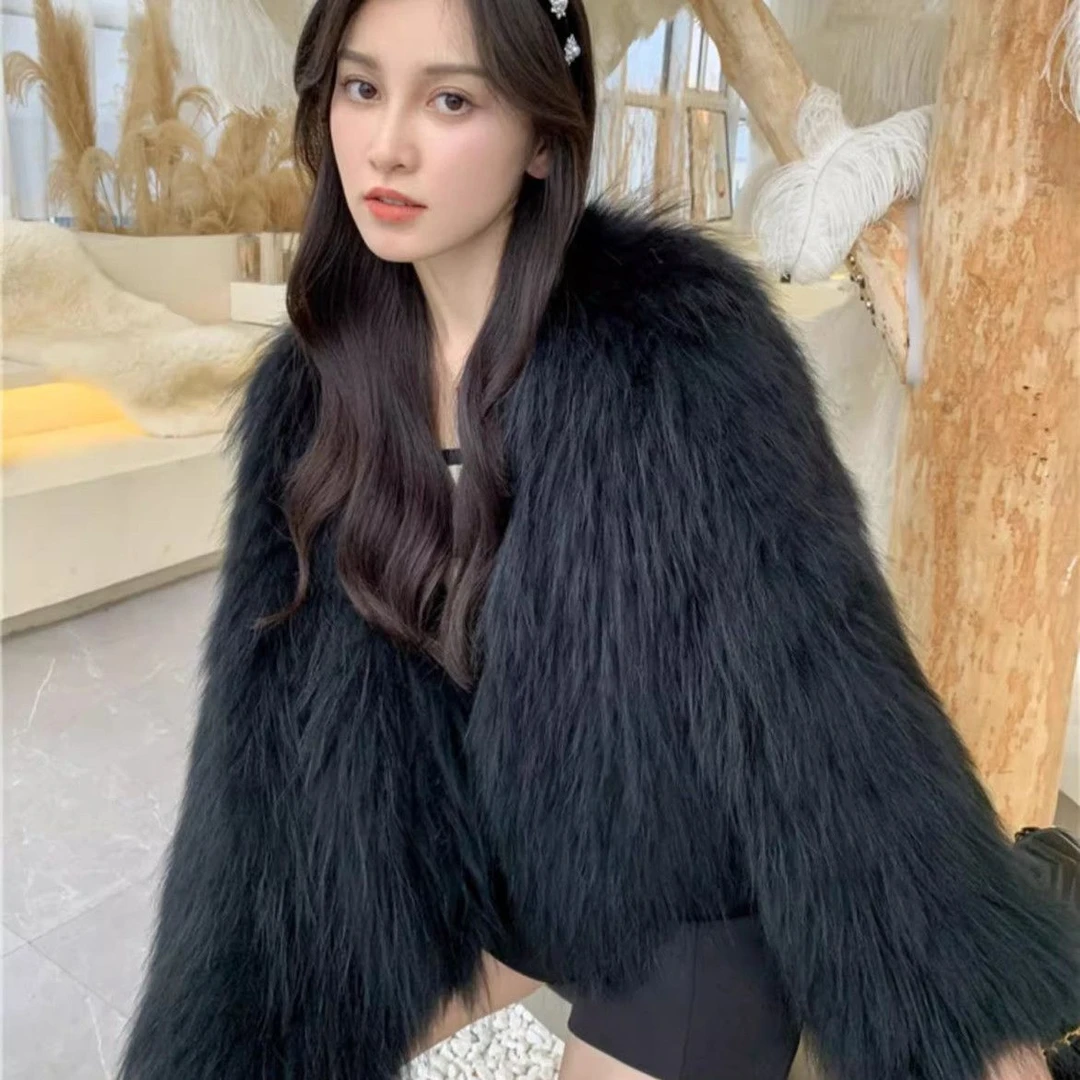 日光岛屿双面新款貉子毛领编织加密加厚加衬冬季韩版气质爆款御寒