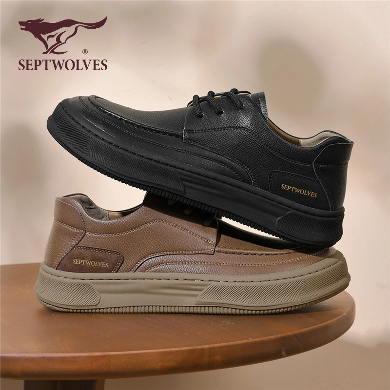 七匹狼男鞋中年休闲秋季板鞋软底平跟皮鞋百搭透气潮流上班0001