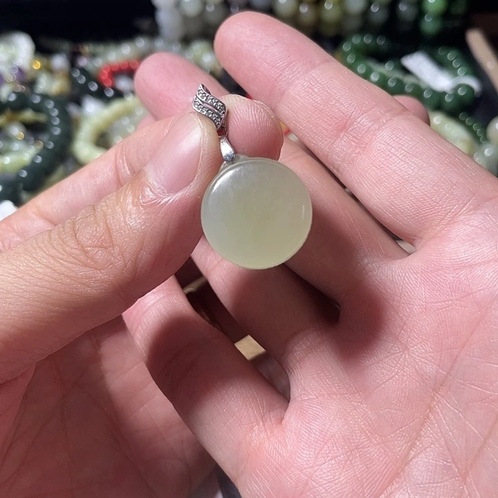 和田玉银S925镶嵌颈饰