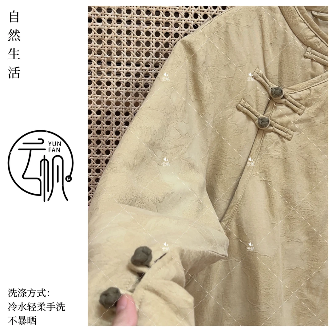 正品【悠然棉服】棉麻棉服！国风斜襟提花 加厚棉衣棉服