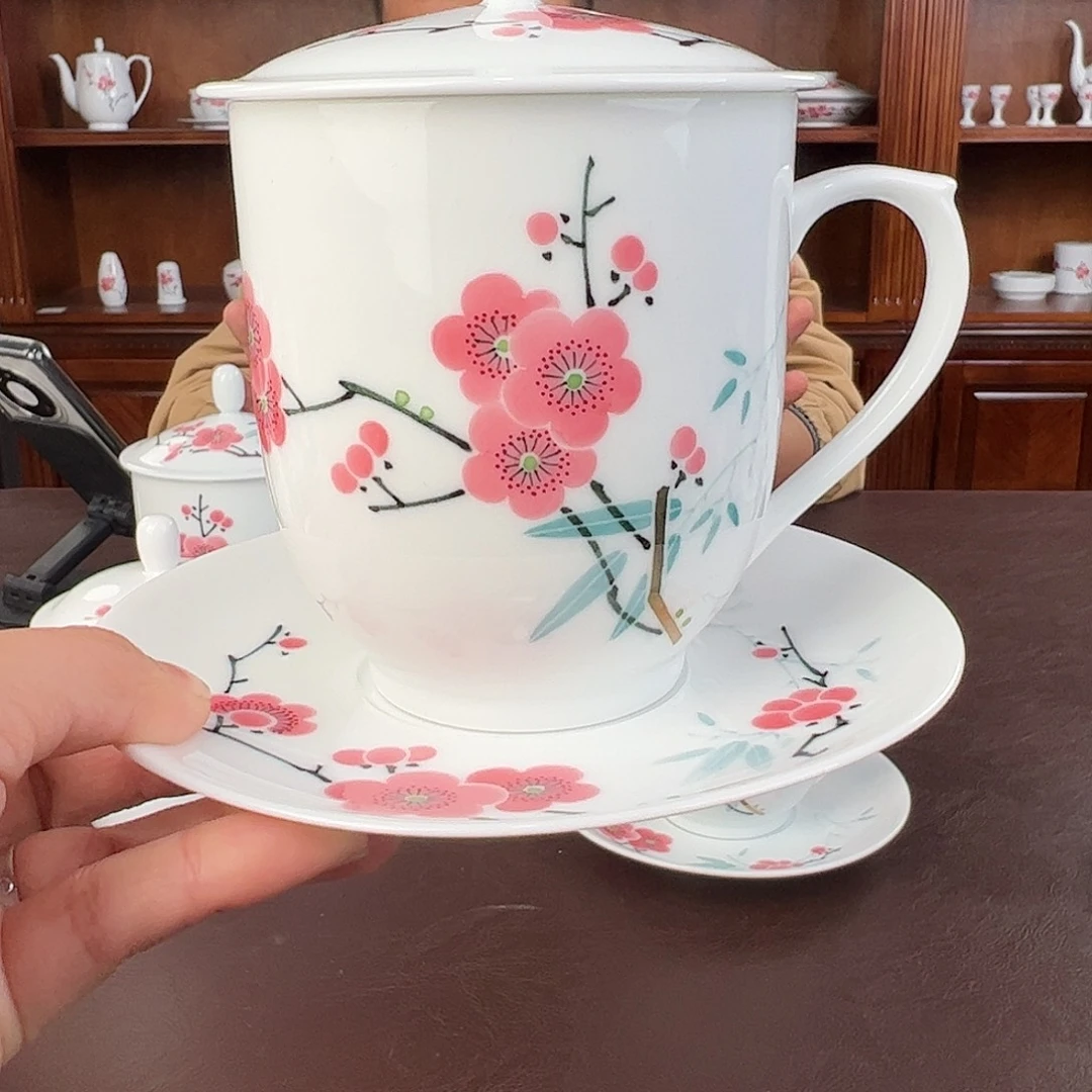 瓷纪念版 翠竹红梅办公杯