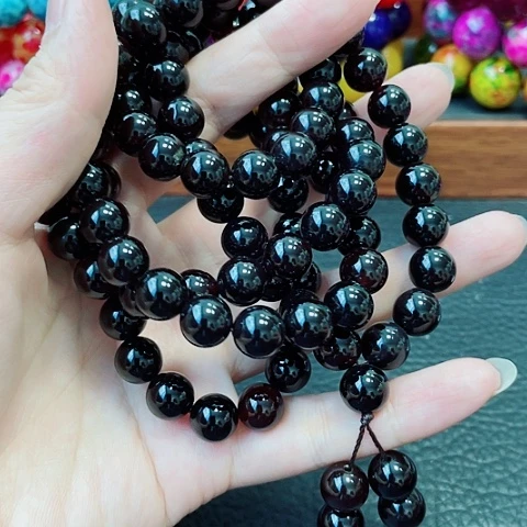 未镶嵌玛瑙手饰黑金血离子108