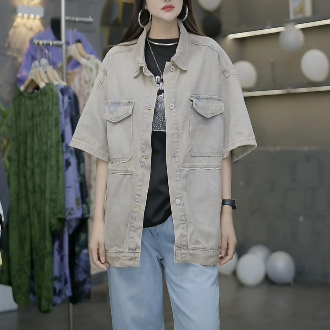 黑屿白/135 韩版百搭做旧女士春款宽松春秋夏季女装休闲印花潮流