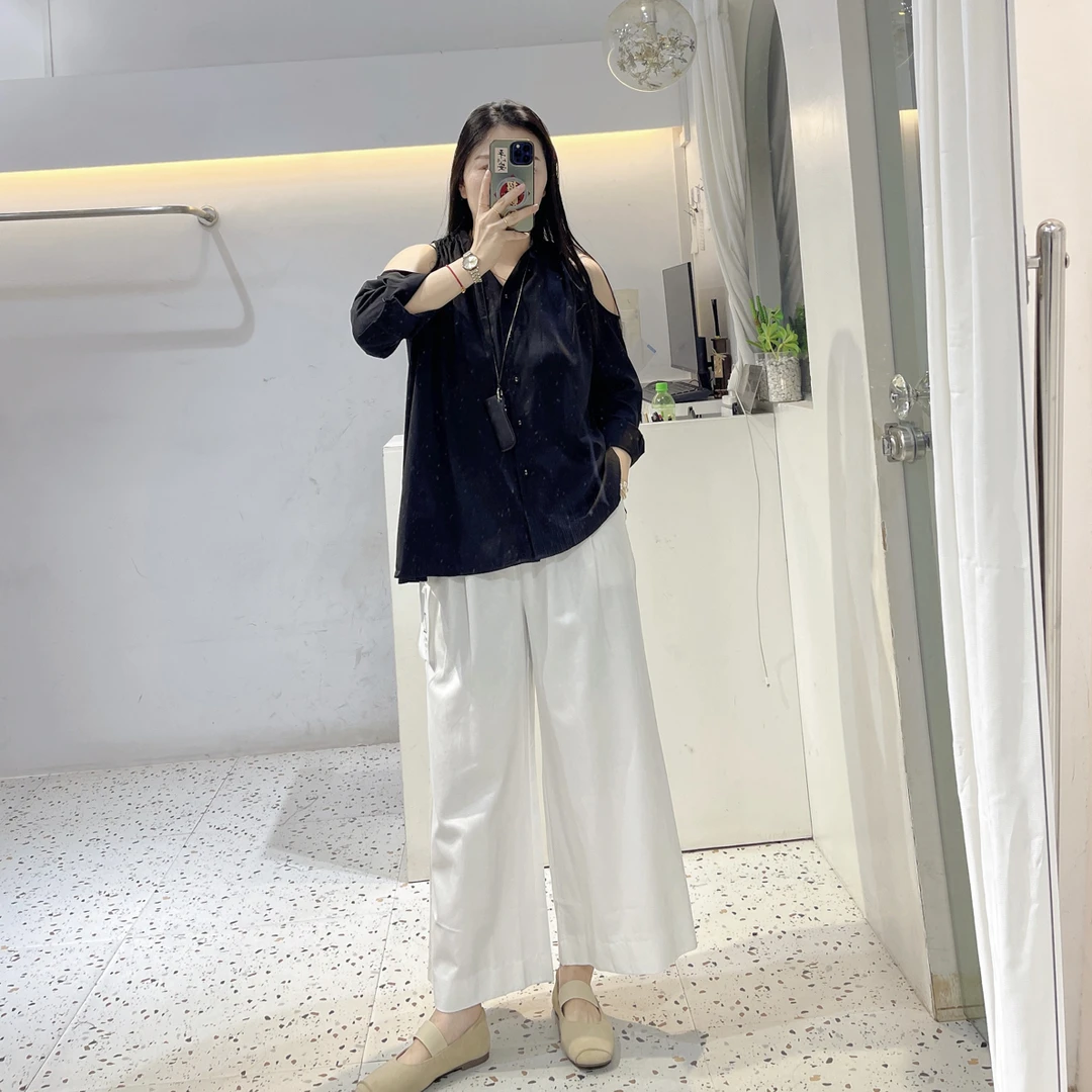 松紧腰显瘦遮胯阔腿裤60086