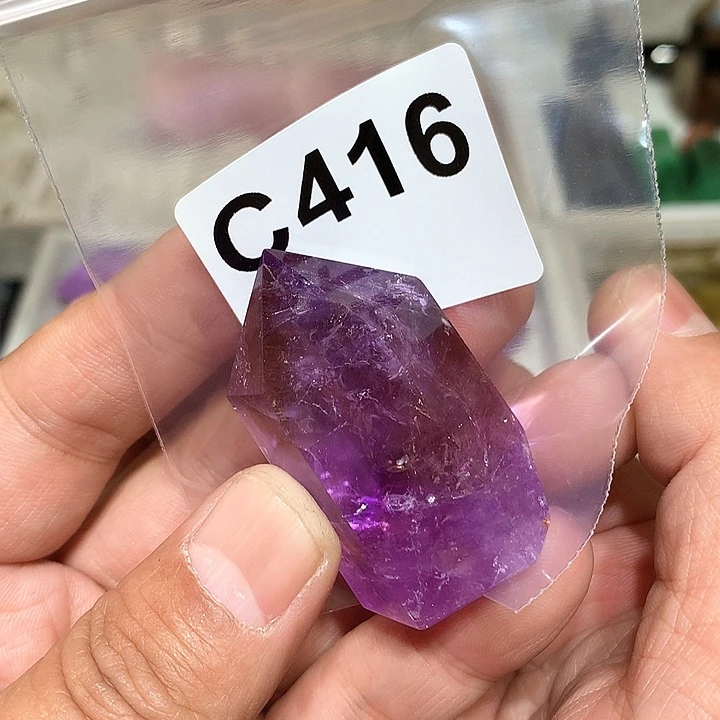 紫晶天然水晶柱子C416未镶嵌❄️****