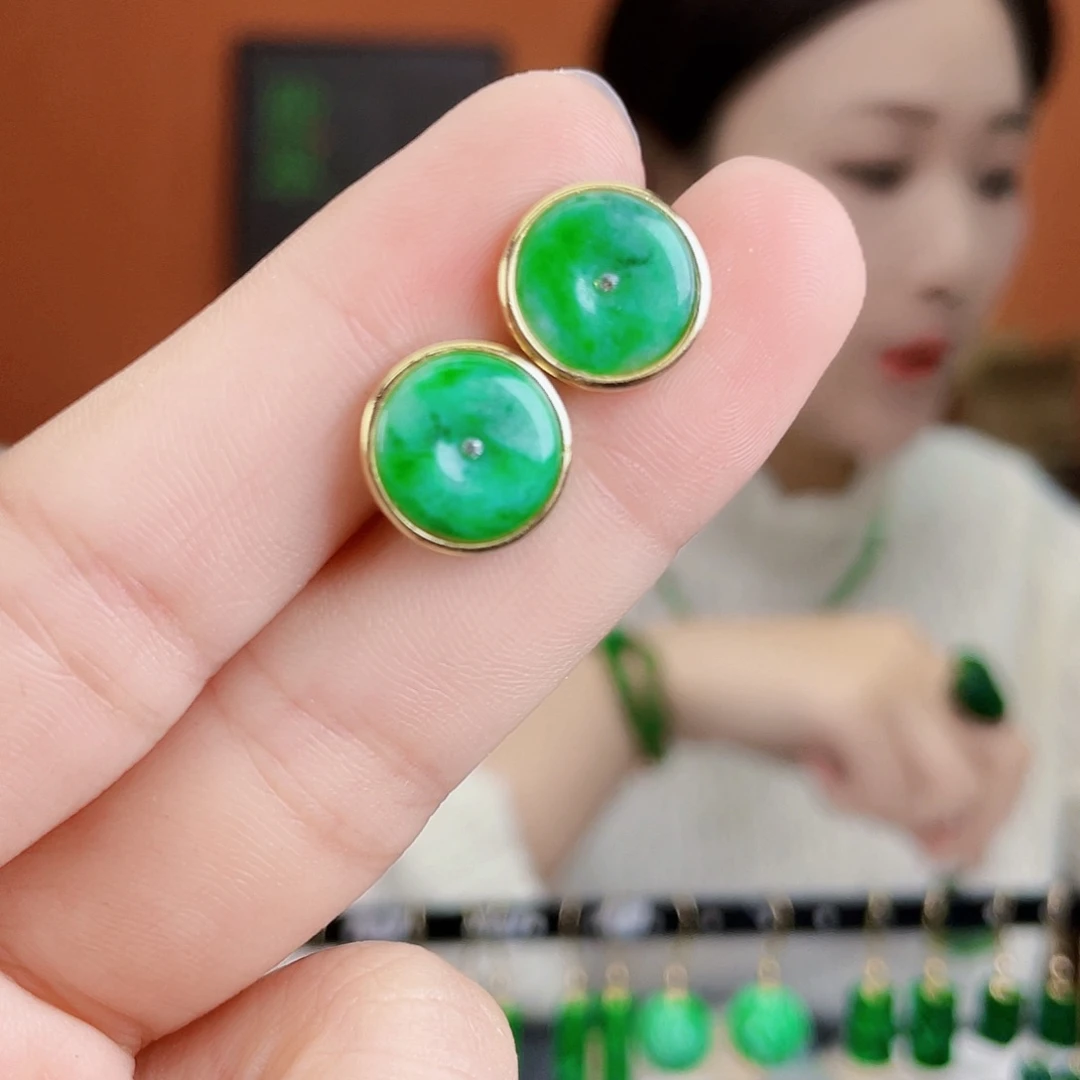 翡翠银S925镶嵌耳饰