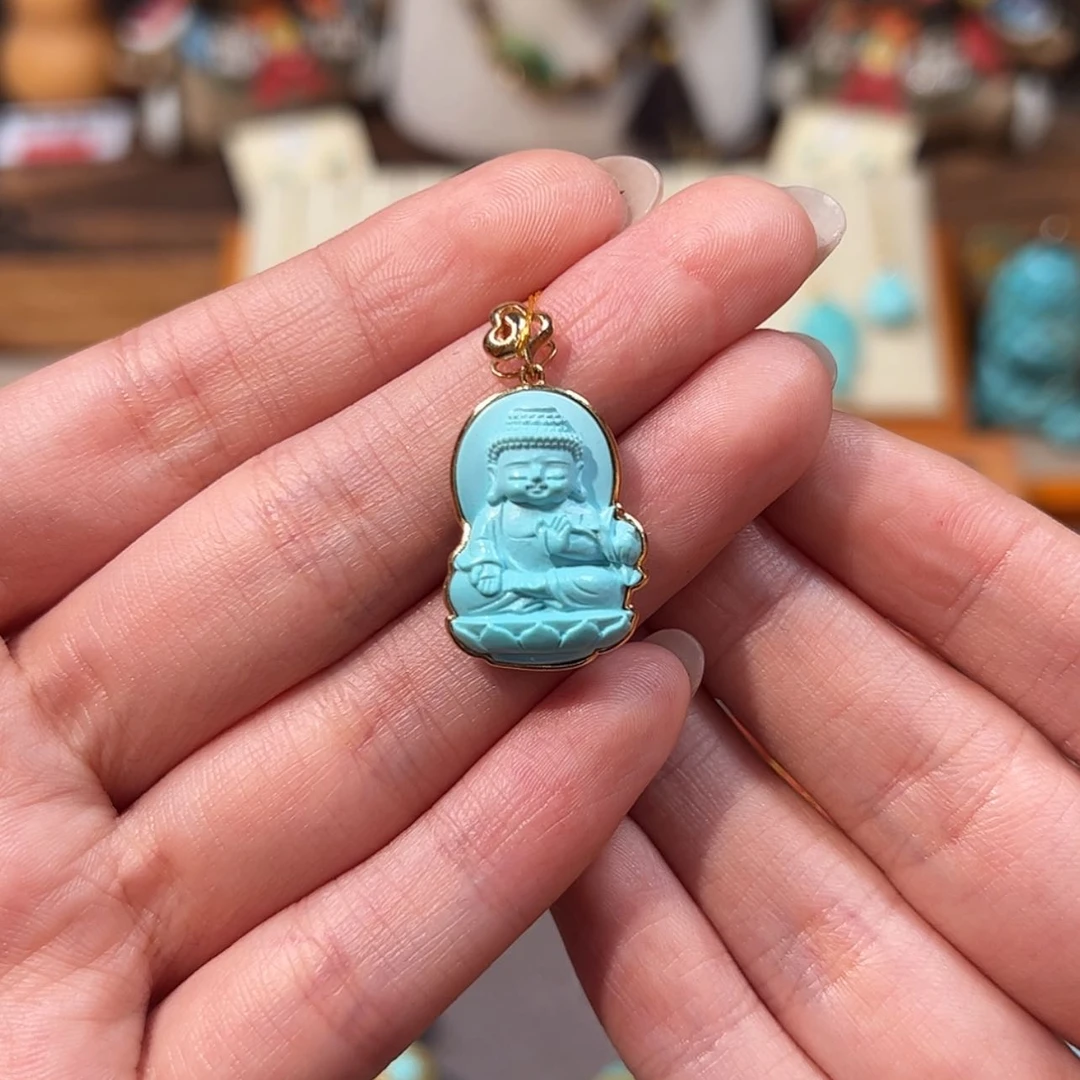 【闪购商品】18K金镶嵌绿松石吊坠(不含链)宝宝佛