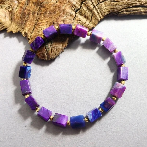 【圣芭黎】18k天然舒俱来手串方块幻彩多样发一DD480