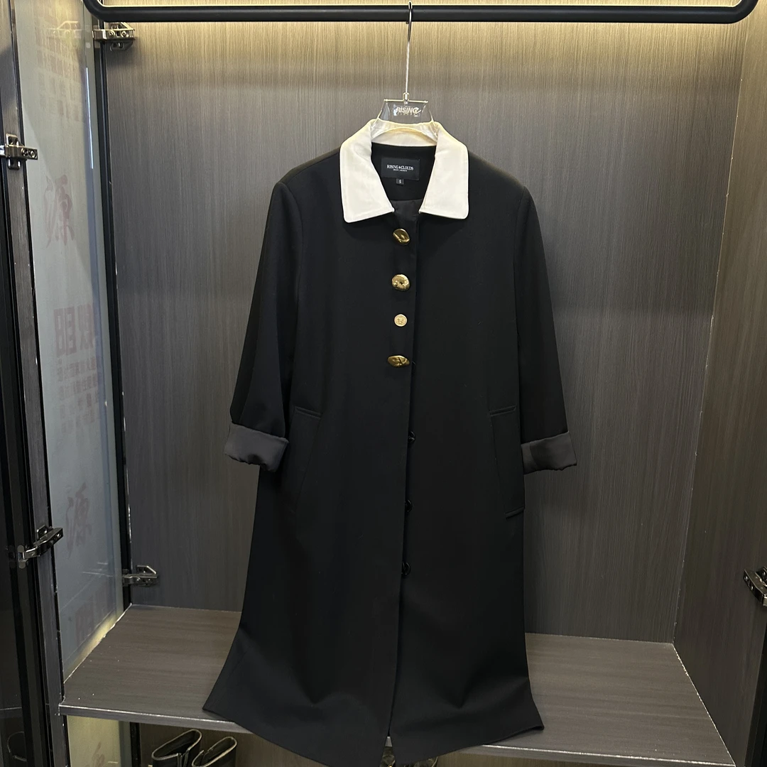 RISING&CLOUDS现【黑森林】深圳南油气质宽松拼接风衣090210