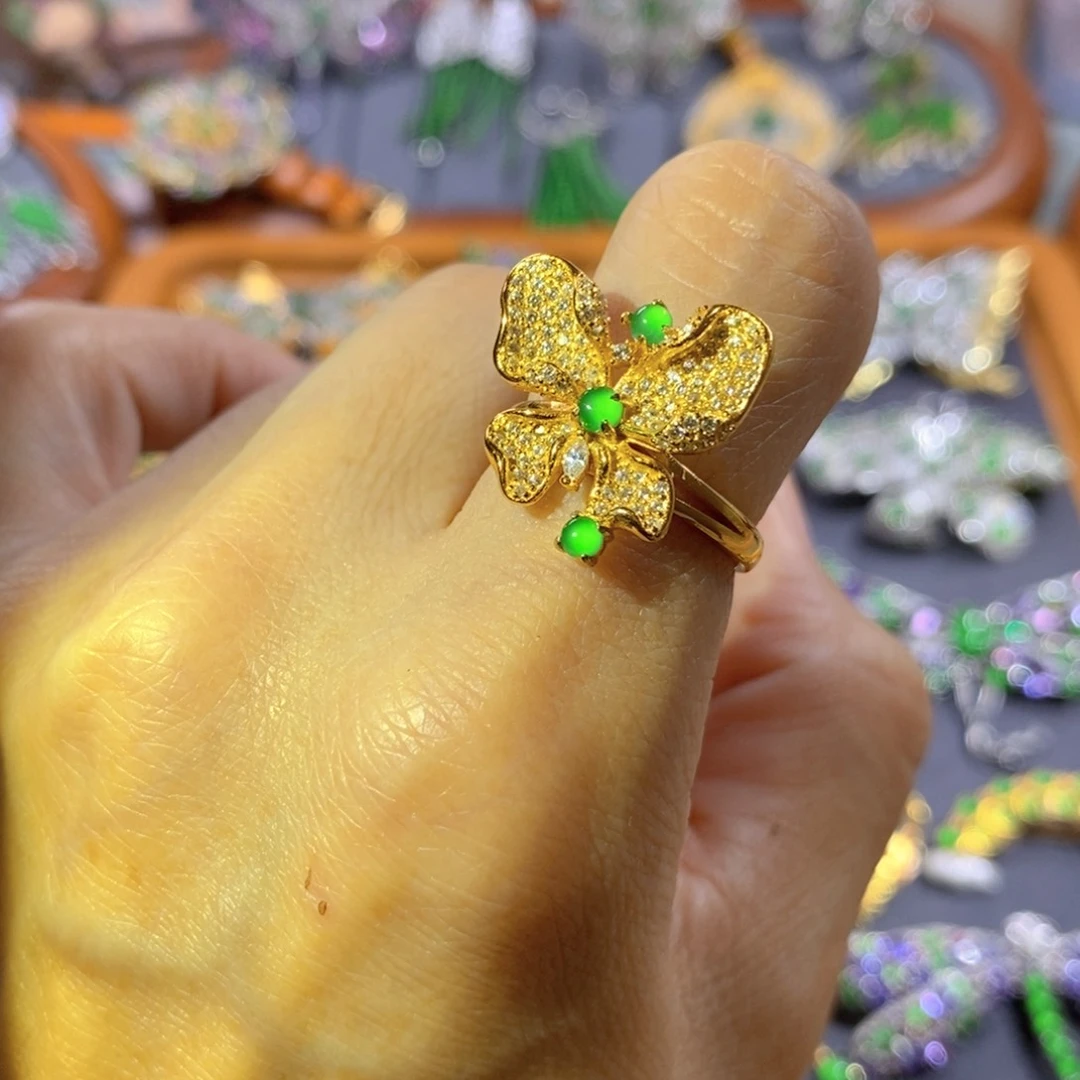 吊坠(不含链)银S925镶嵌翡翠