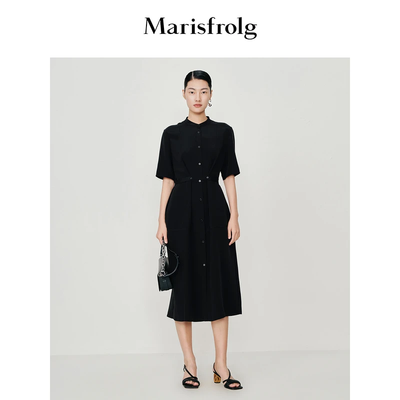 【新能量裙像】Marisfrolg/玛丝菲尔时尚纯色设计感连衣裙ACDE10896