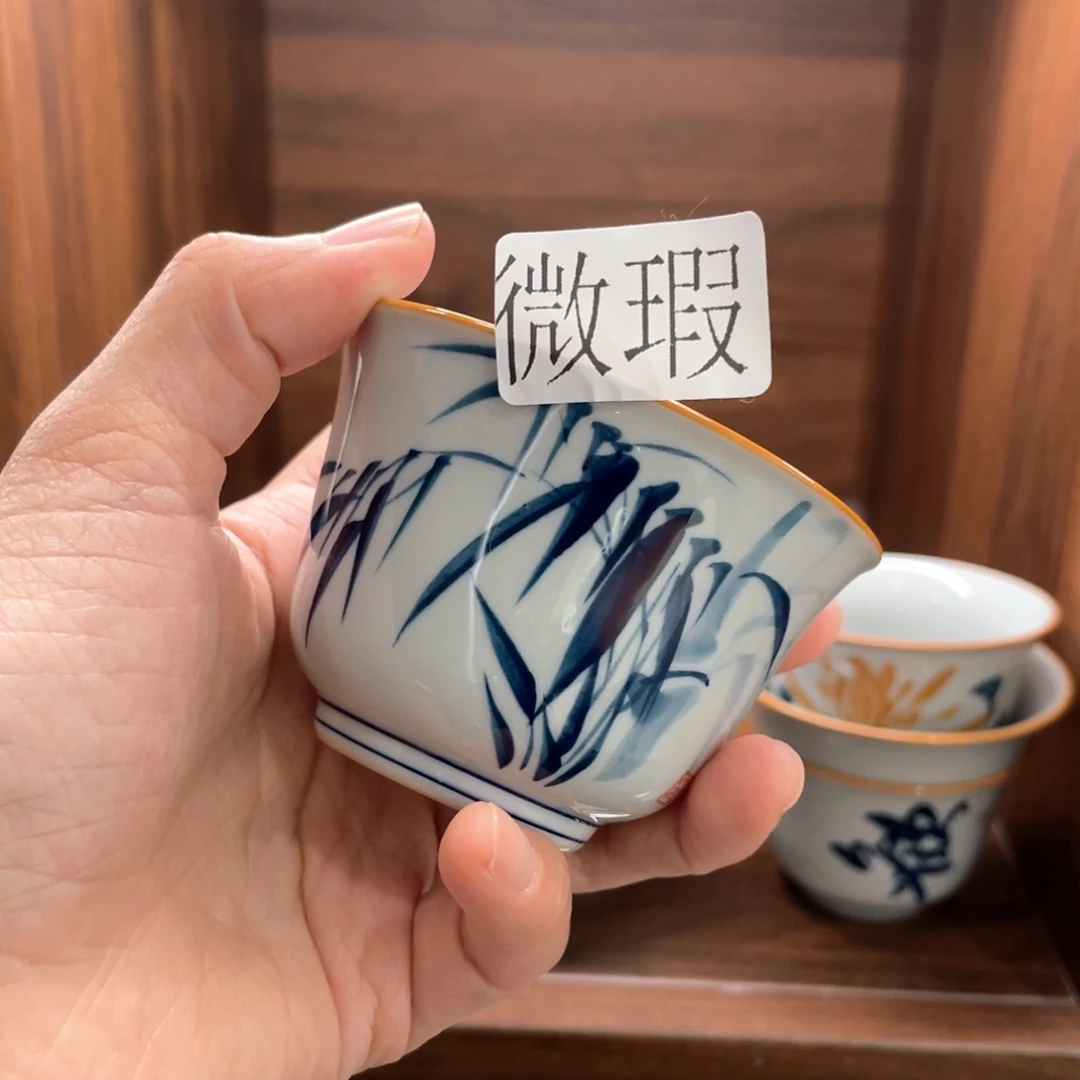 釉下手绘茶具微瑕