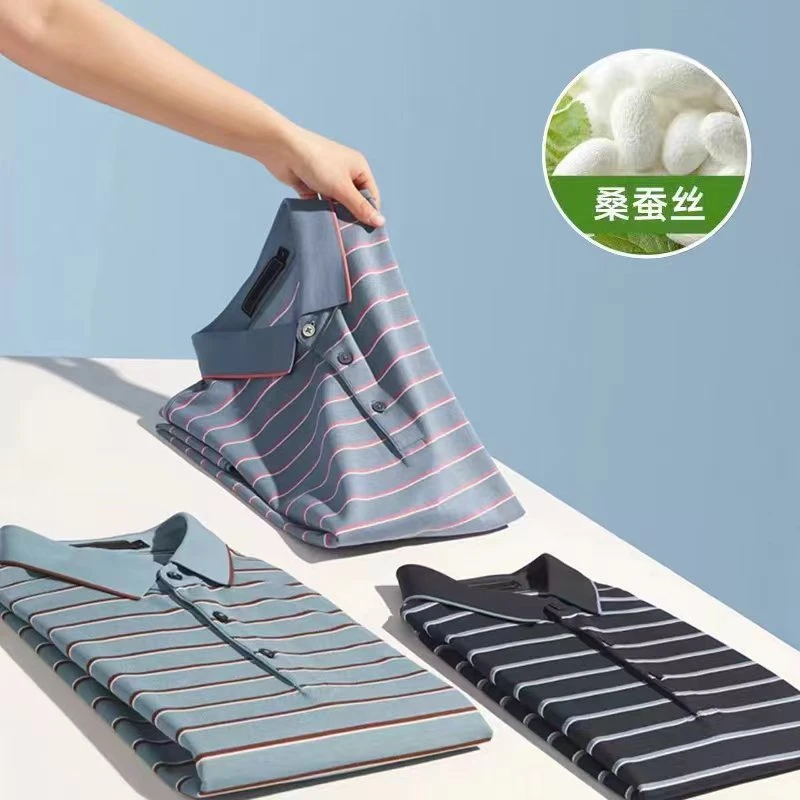 【金标桑蚕丝】男士透气短袖T恤2025夏季新款商务休闲polo衫1-120