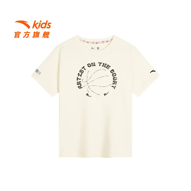 安踏儿童男大童针织短袖透气运动篮球短T款25年款衣服儿童1116R