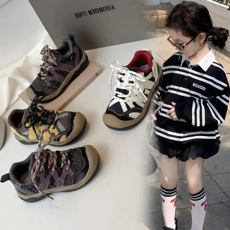秋季儿童户外防滑登山鞋2025新款男女童休闲百搭拼色运动鞋子