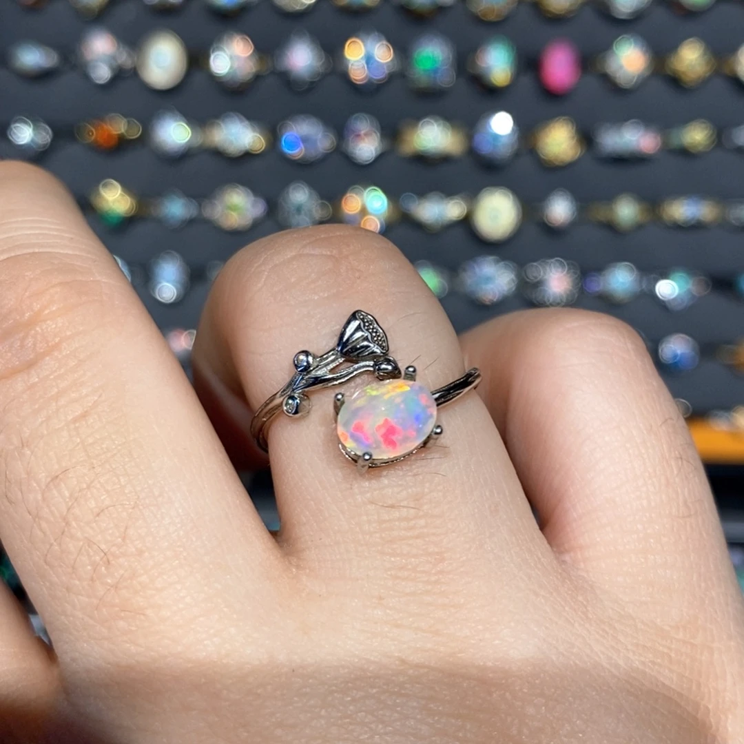 欧泊银S925镶嵌欧泊戒指