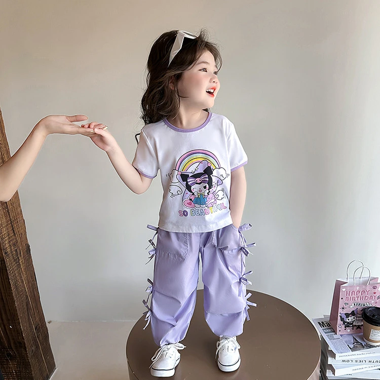 女童夏装套装2025新款超好看儿童夏装小童女宝宝库洛米短袖两件套