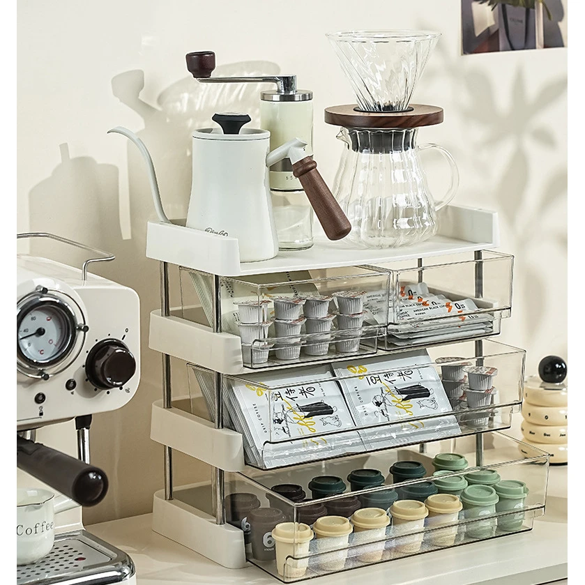 家用多层茶包收纳盒咖啡办公室简约水杯架多功能储物架杯子置物架