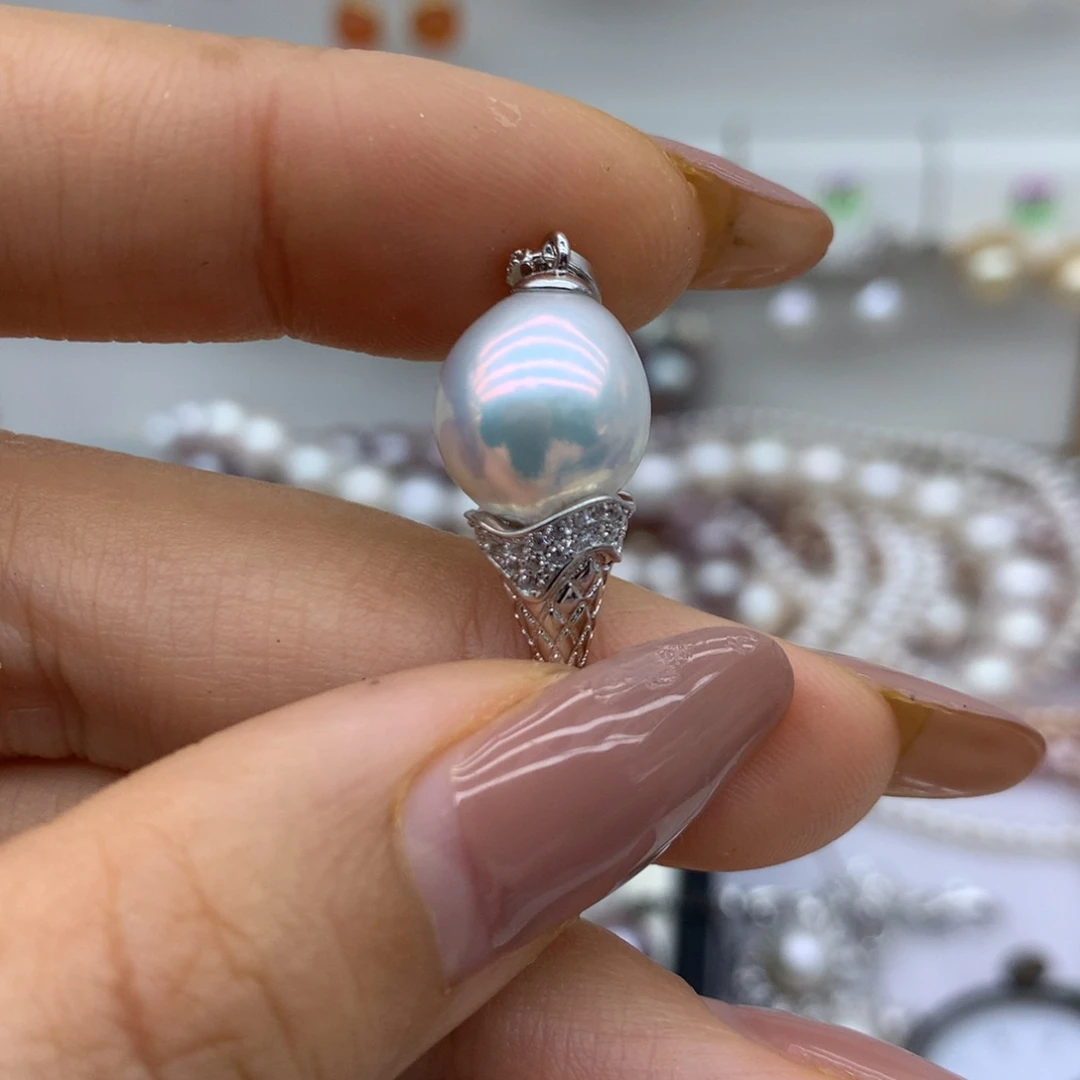 缘***读淡水珍珠银S925镶嵌颈饰