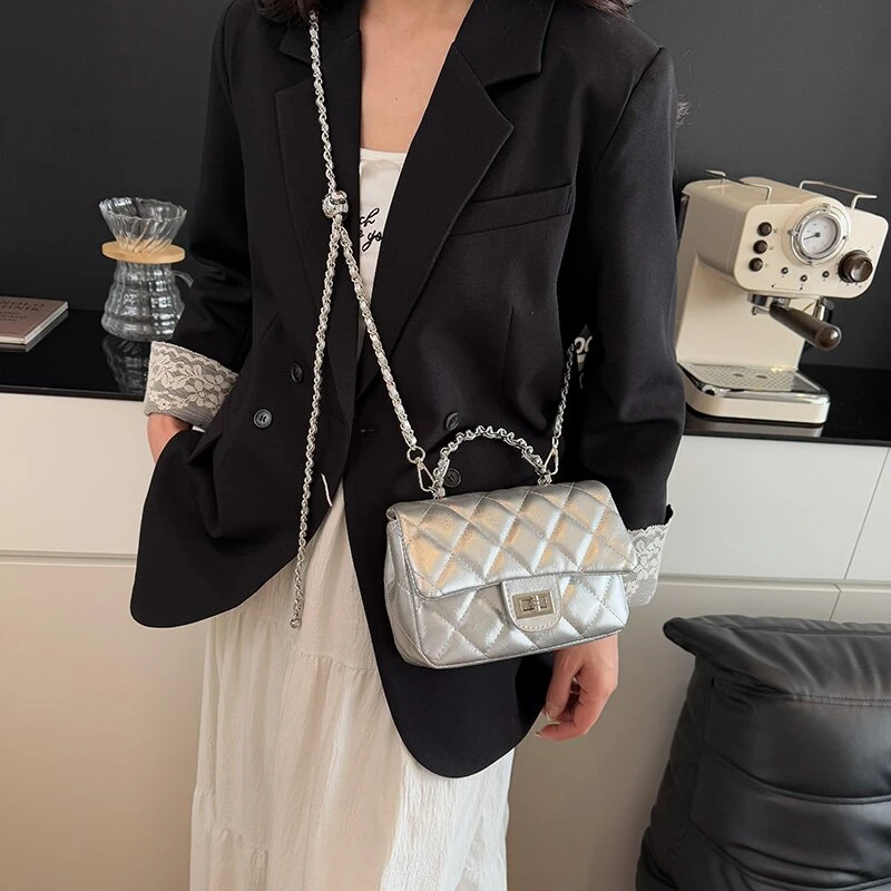 小香风时尚小众菱格小包包单肩气质女士包包新款手提斜挎包包