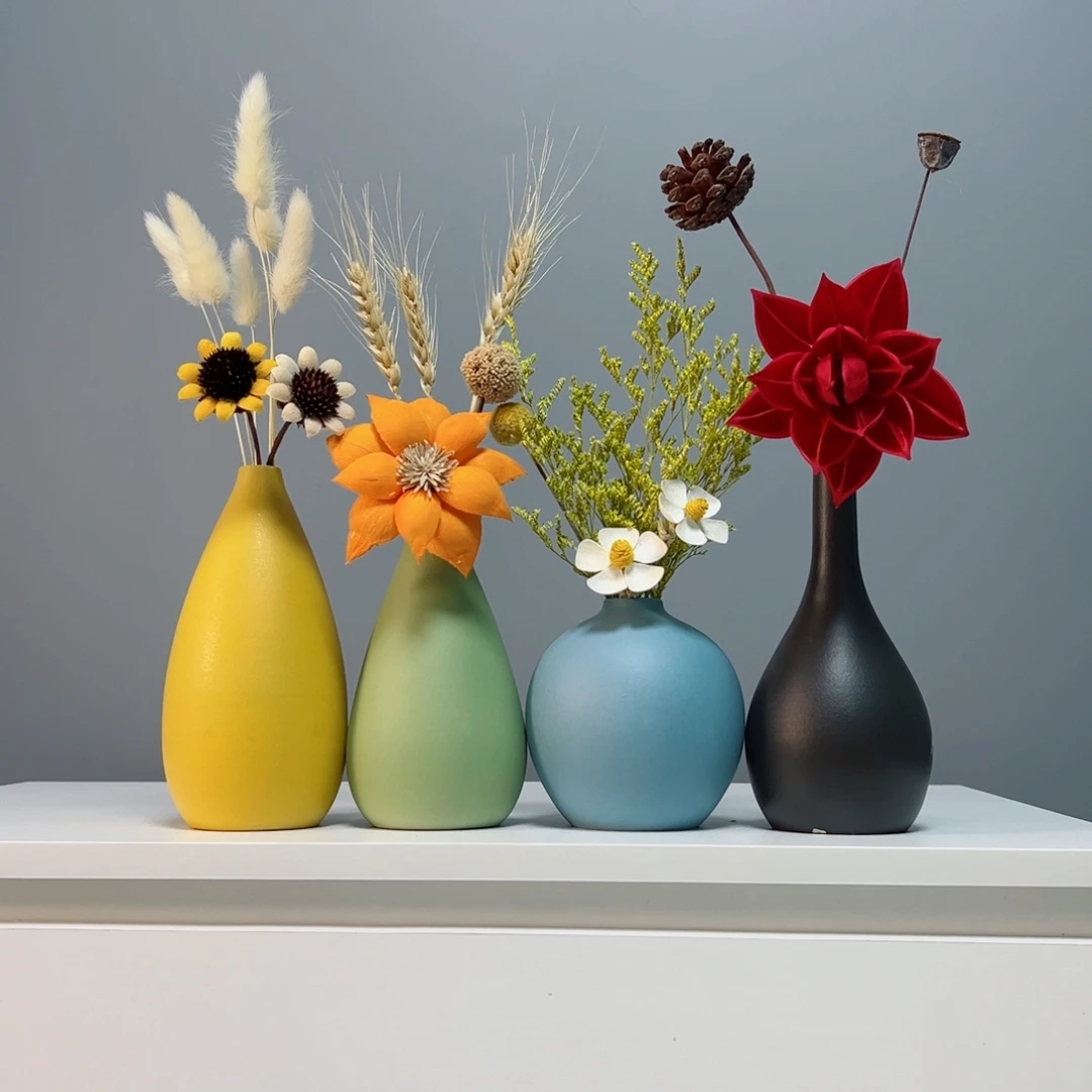 摆件景德镇手作陶瓷花瓶摆件无孔