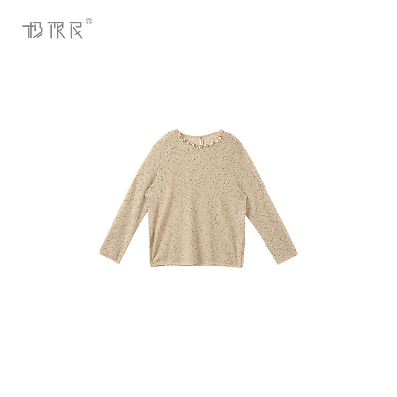 极限民《芷念》夏季欧若风宽松圆领珍珠亮片镂空上衣F5105Y3107