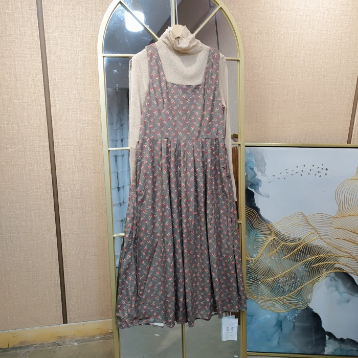 BG158孕妇碎花背心裙两件套90-105