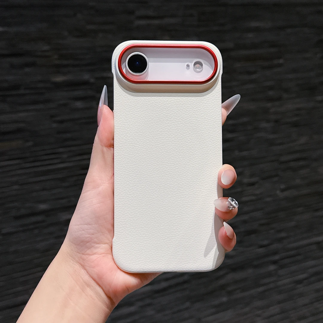 适用iPhoneAir手机壳新款荔枝纹无边框17Pro防摔promax半包散热款