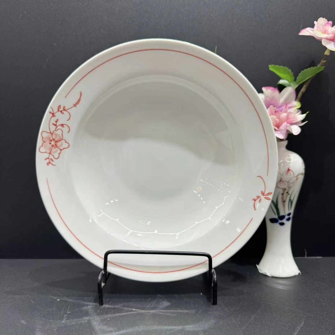 多种用途家用纯白白瓷餐具大盘菜盘陶瓷中式盘子圆盘碟子汤盘瓷盘