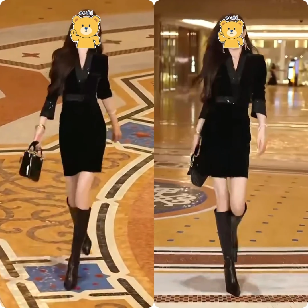 2025秋季新款时尚修身显瘦款女气质网红洋气连衣裙百搭款M8261