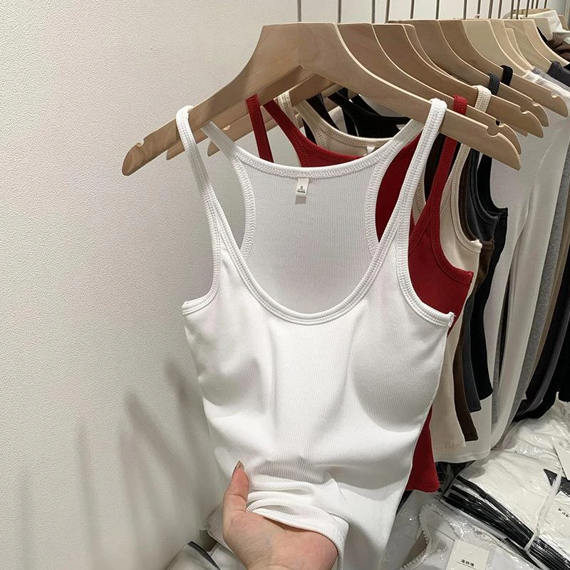 【质做高品&无惧货比】美式带胸垫工字吊带背心女夏季外穿内搭打底