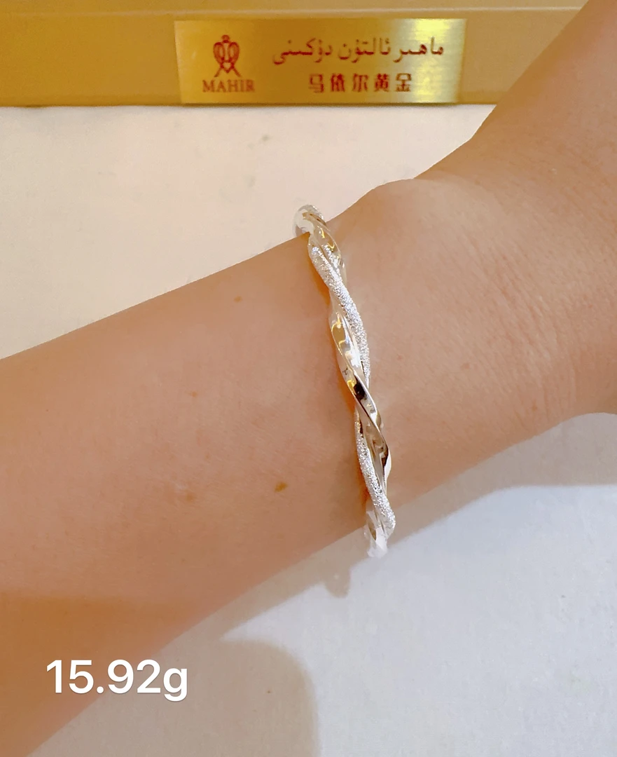 足银手镯 足银手镯15.92克（25/克）推拉式