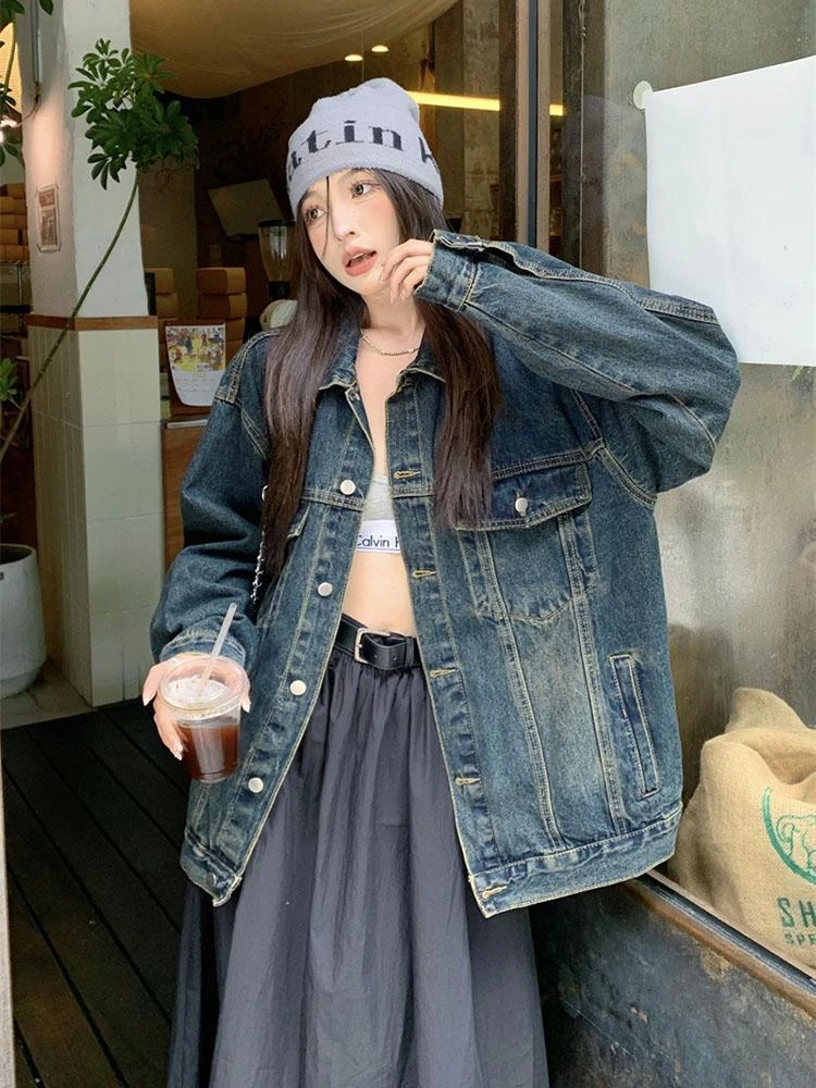 休闲通勤瑕疵款宽松百搭洋气牛仔外套