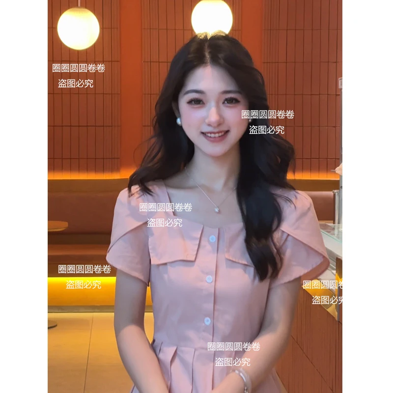 【现货】【卷卷自制】法式温柔风收腰显瘦夏季甜美初恋连衣裙女