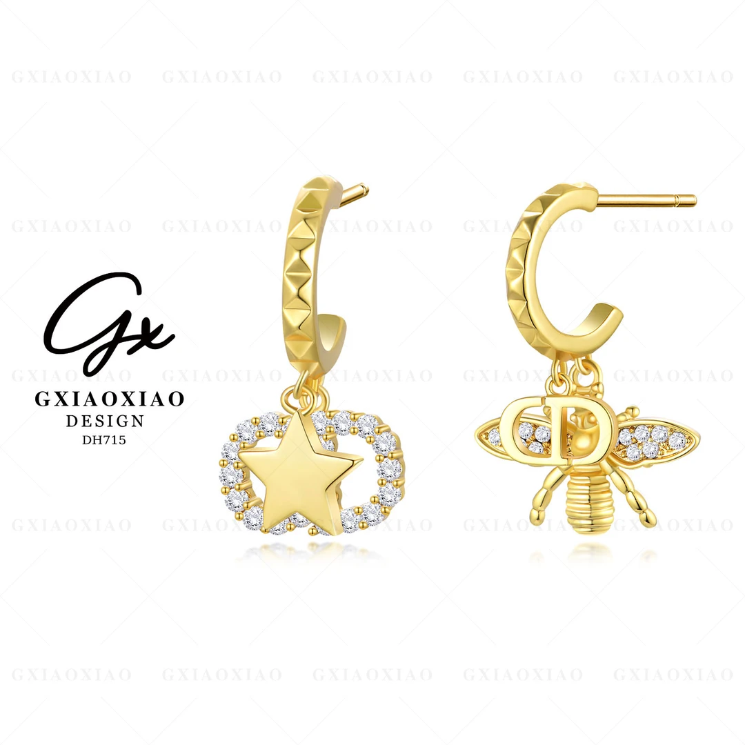 镀K金 轻奢气质经典猪鼻子蜜蜂耳环 DH715