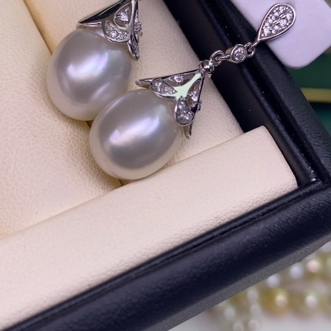 银S925镶嵌耳饰海水珍珠