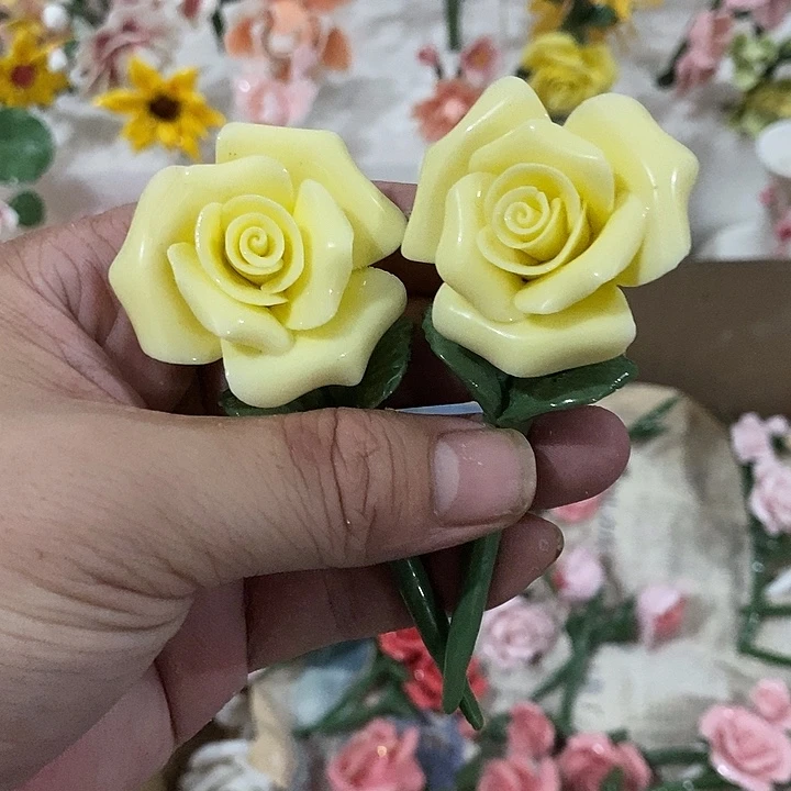 瓷片纯手工陶瓷花摆件瑕