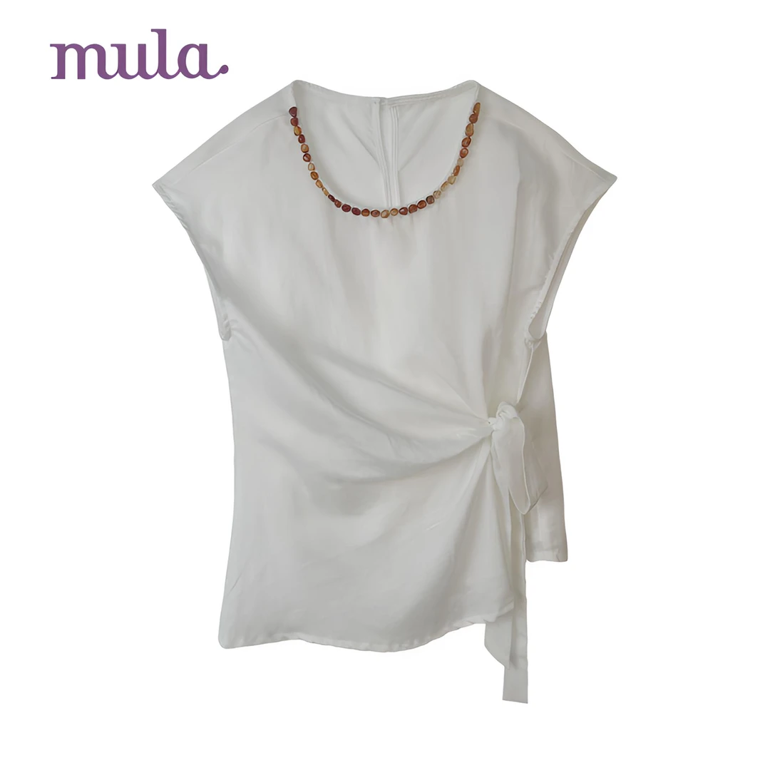 慕拉手工钉珠绑带时尚气质减龄收腰上衣M5210X672